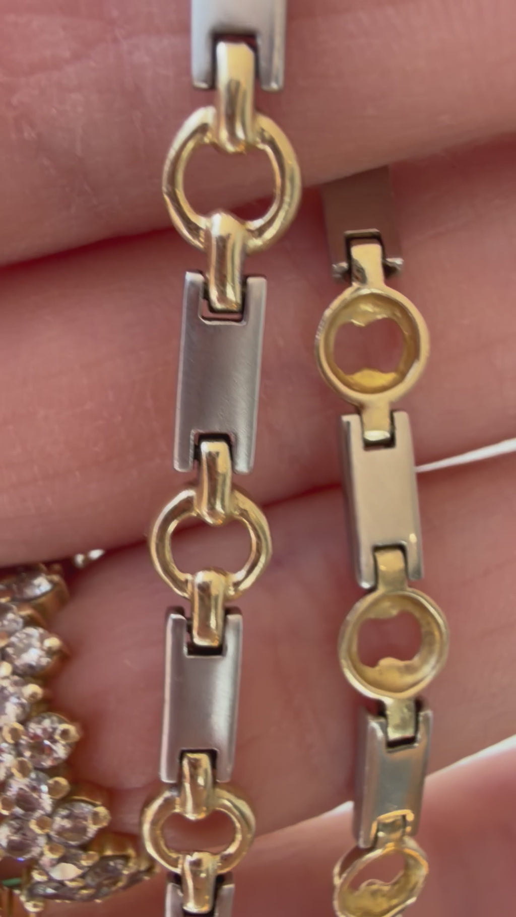 matte white and yellow gold link bracelet