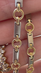 matte white and yellow gold link bracelet