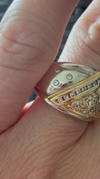 18k two tone diamond statement ring