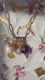 pearl, onyx and amethyst cabochon baubles