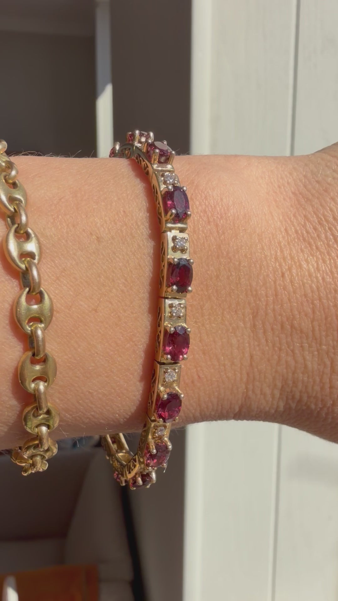 5.61carat ruby and .99carat diamond tennis bracelet