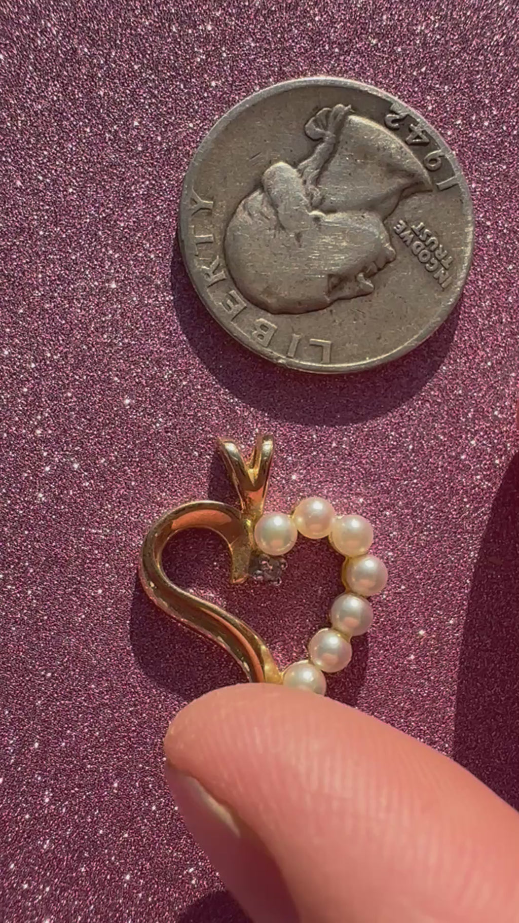 pearl and gold heart pendant