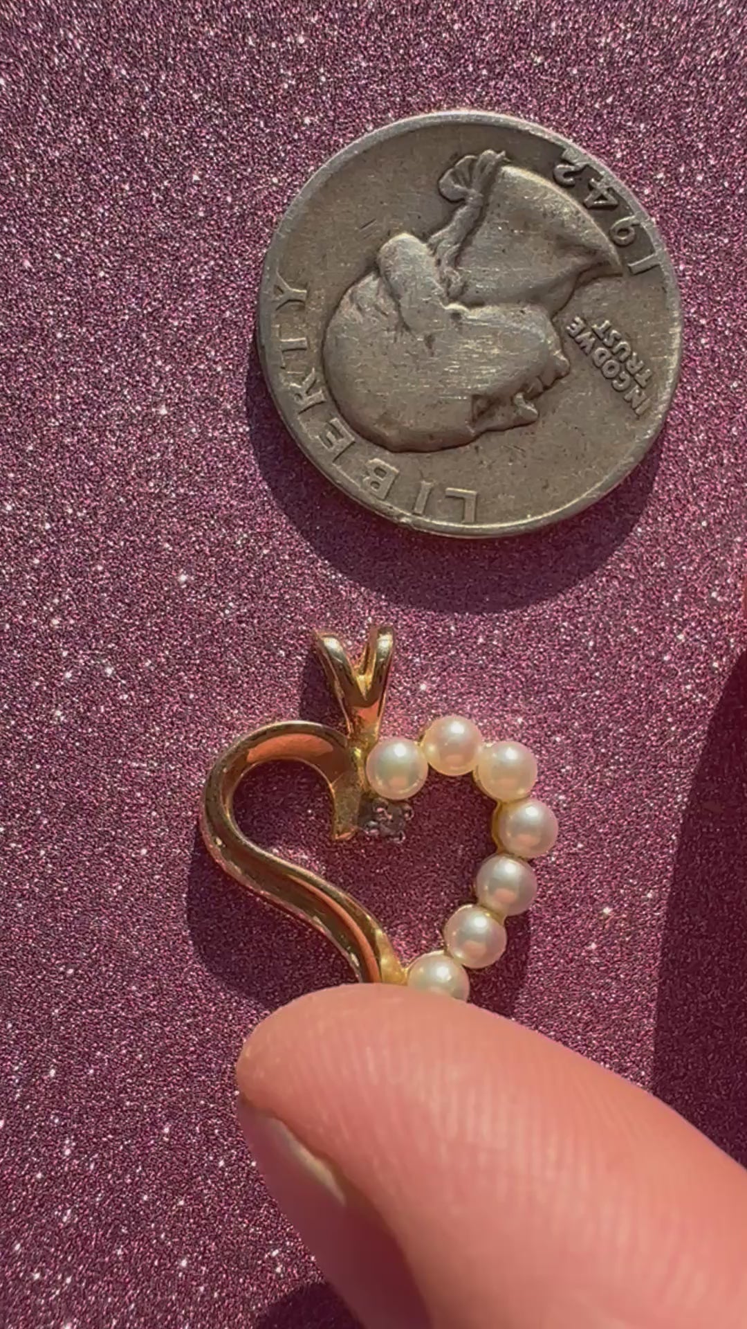 pearl and gold heart pendant