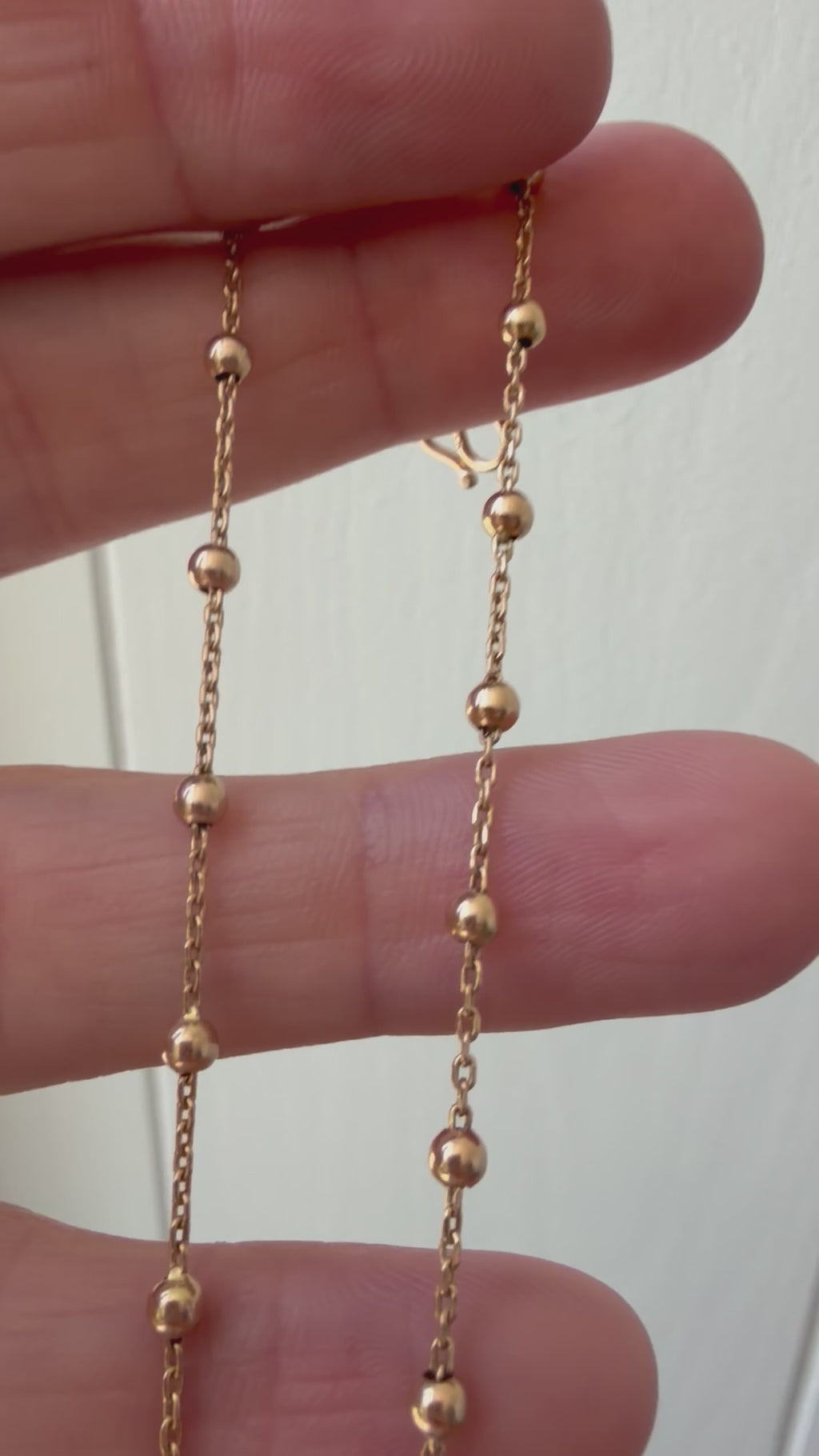 18k gold ball and biker link station chain 18.25"