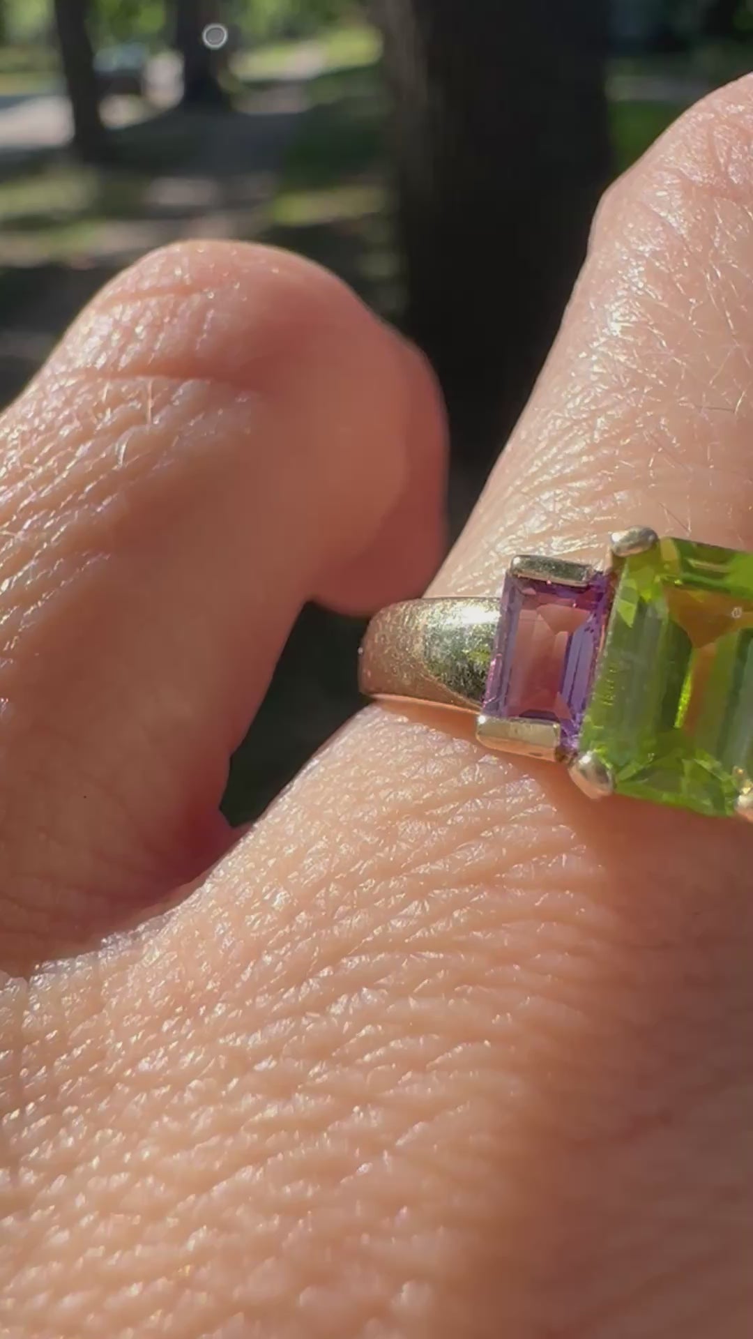 peridot and amethyst ring