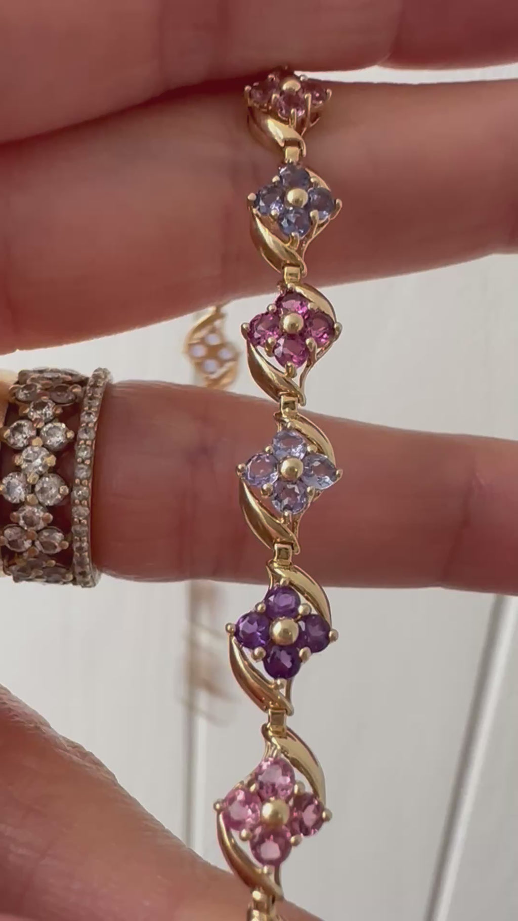 pink and purple flowers bracelet