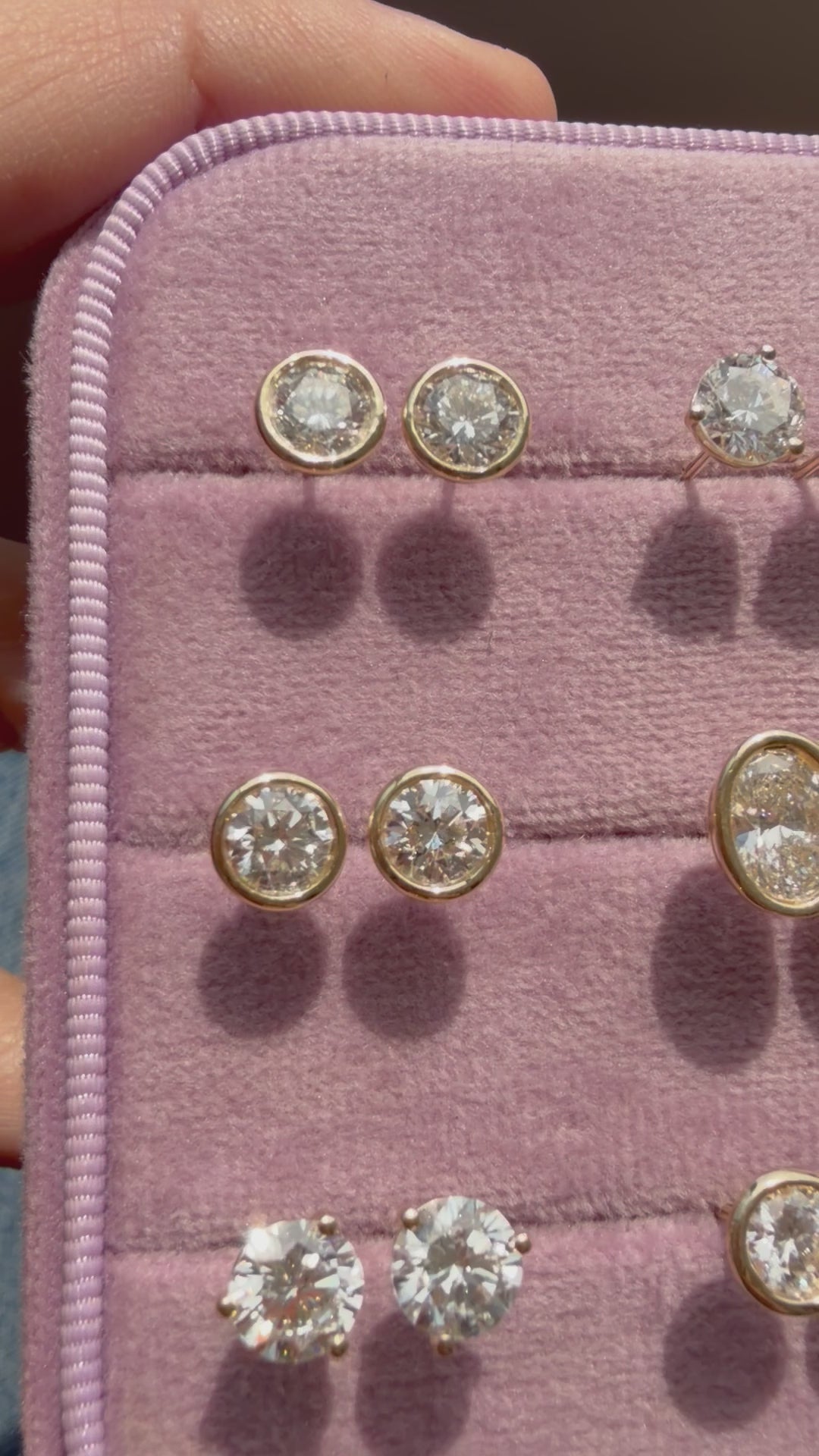 bezel and martini set lab diamond studs