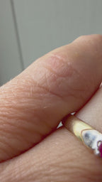 18k gold natural ruby band with white gold hearts