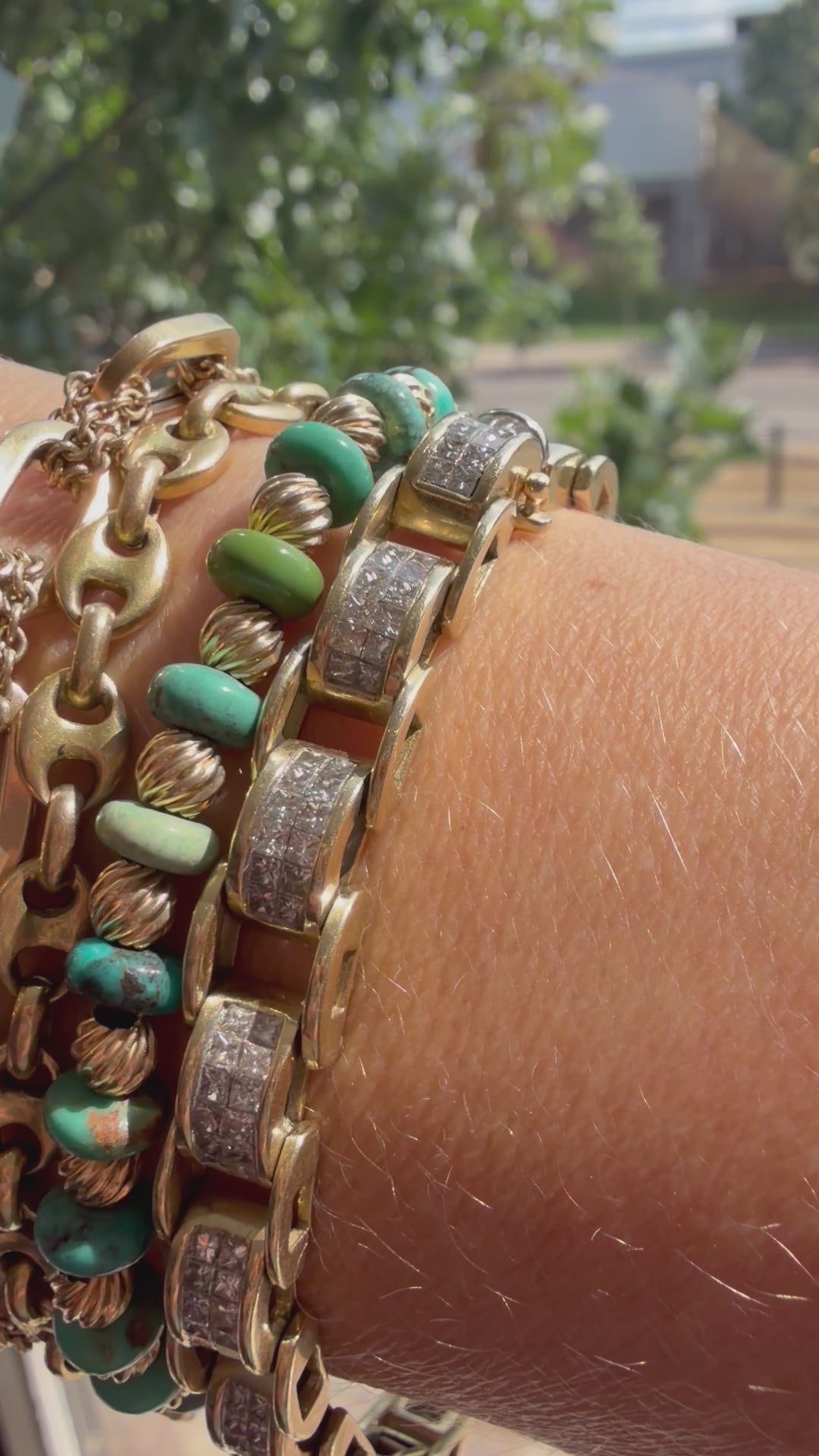 hand selected turquoise and gold strands