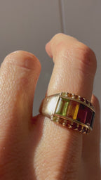 wide rainbow gemstone ring