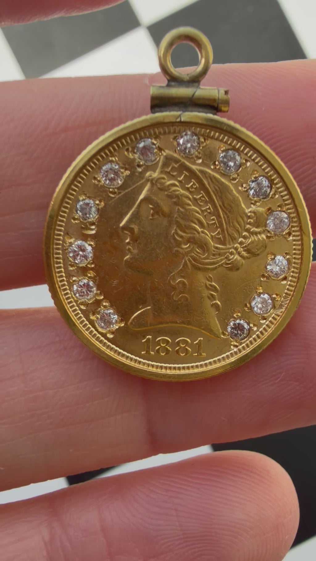 diamond adorned antique US Liberty coins