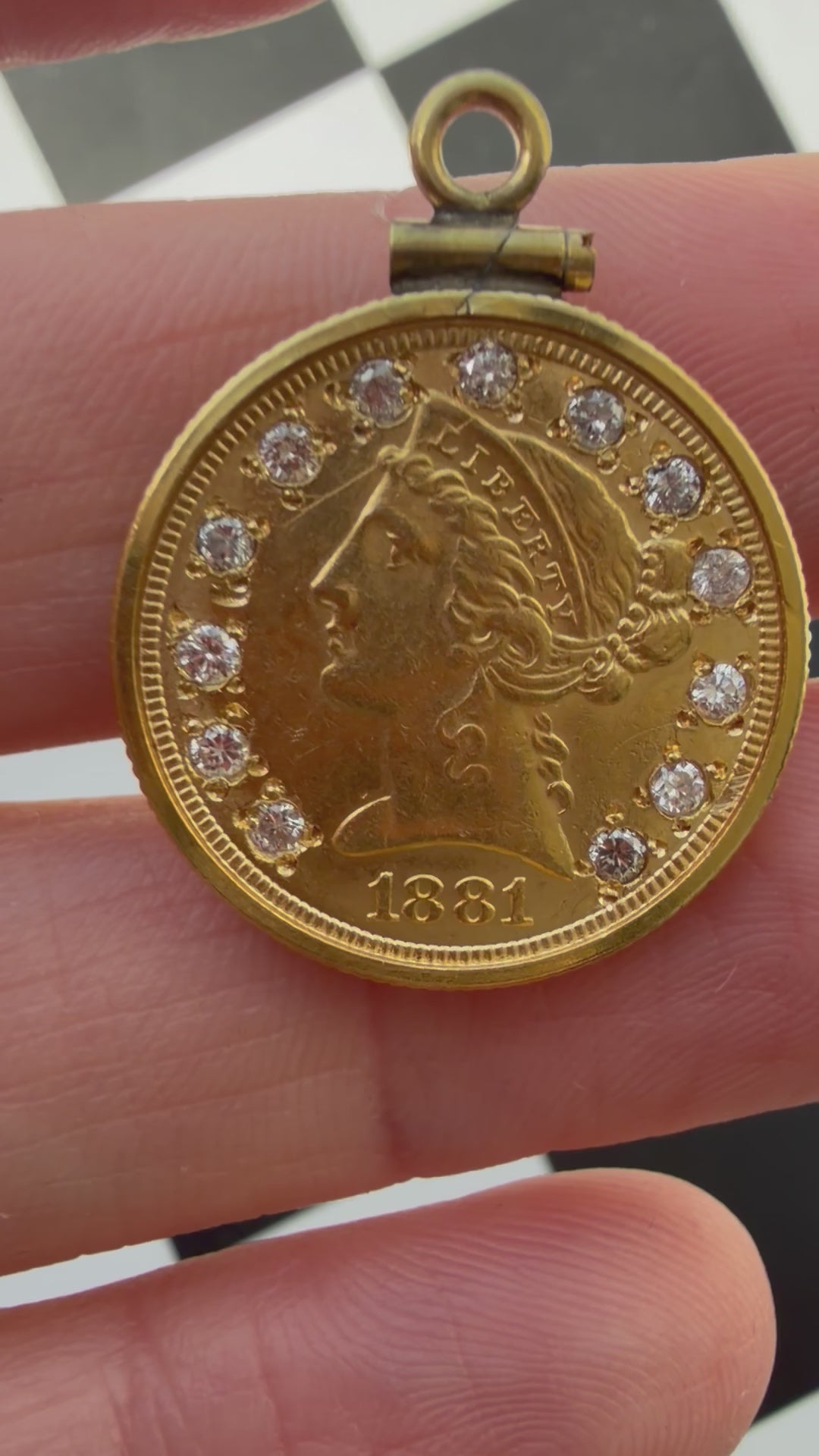 diamond adorned antique US Liberty coins