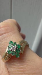 natural emerald and diamond cluster ring