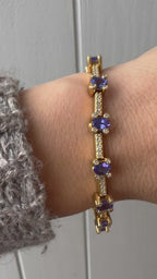 gorgeous tanzanite and diamond 18k gold bracelet