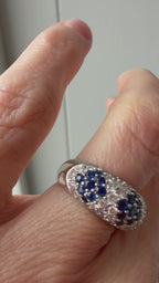 white gold diamond and sapphire dome ring