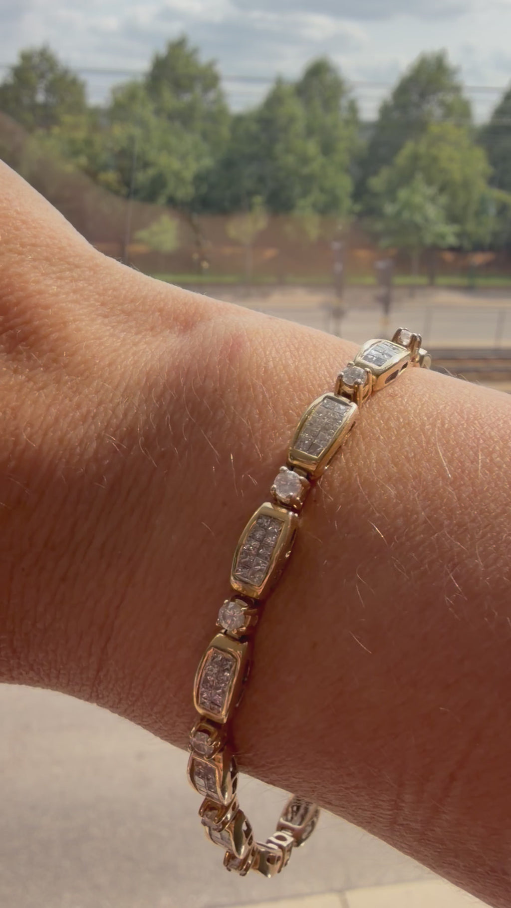 3 carat natural diamond princess cut and round tennis bracelet