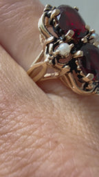 vintage garnet and seed pearl navette ring