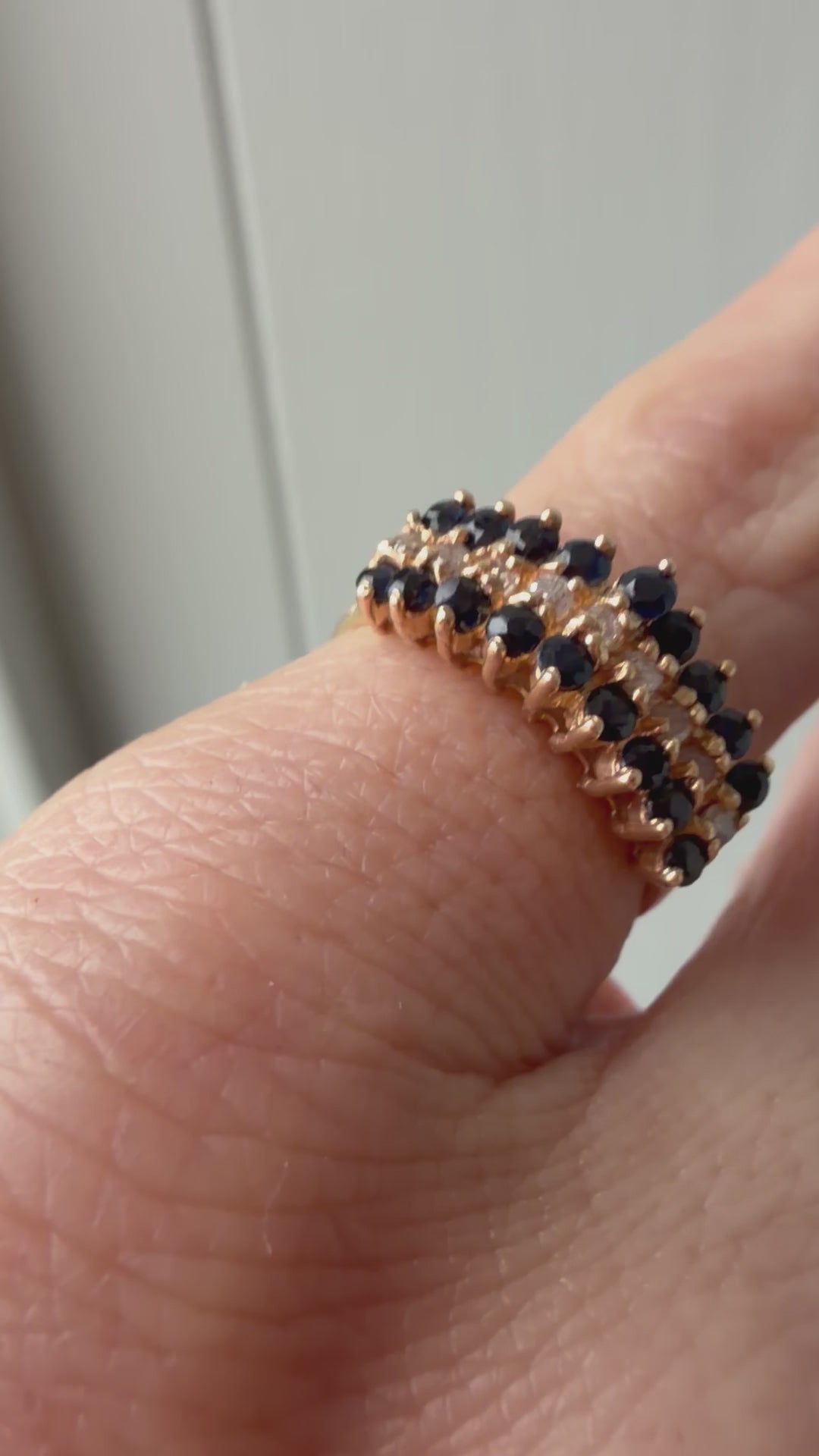 diamond and sapphire pyramid ring
