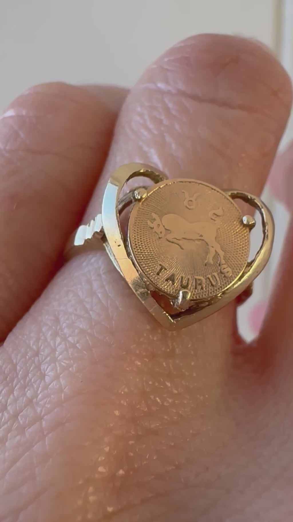 taurus coin heart ring